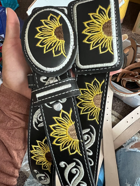 Sunflower Embroidered Belt
