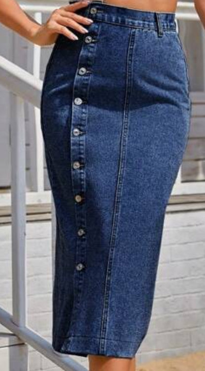 Button Down Jean Skirt
